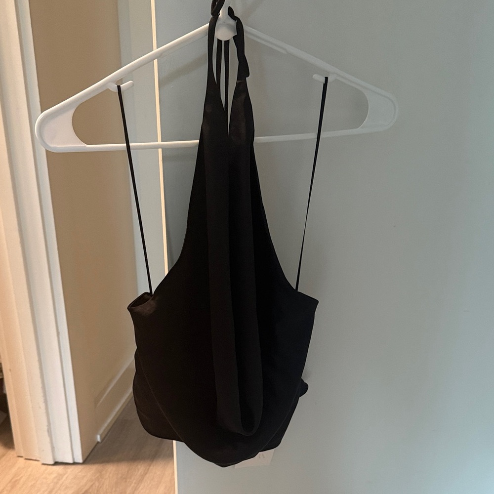 Zara Black silk halter top